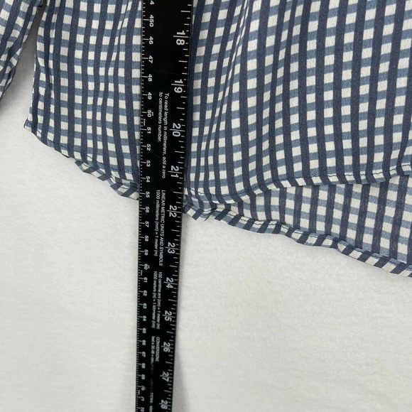 Flynn Skye Bobby Top Women XS Blue Plaid Off The Shoulder Crepe Blouse Shirt - Picture 6 of 11